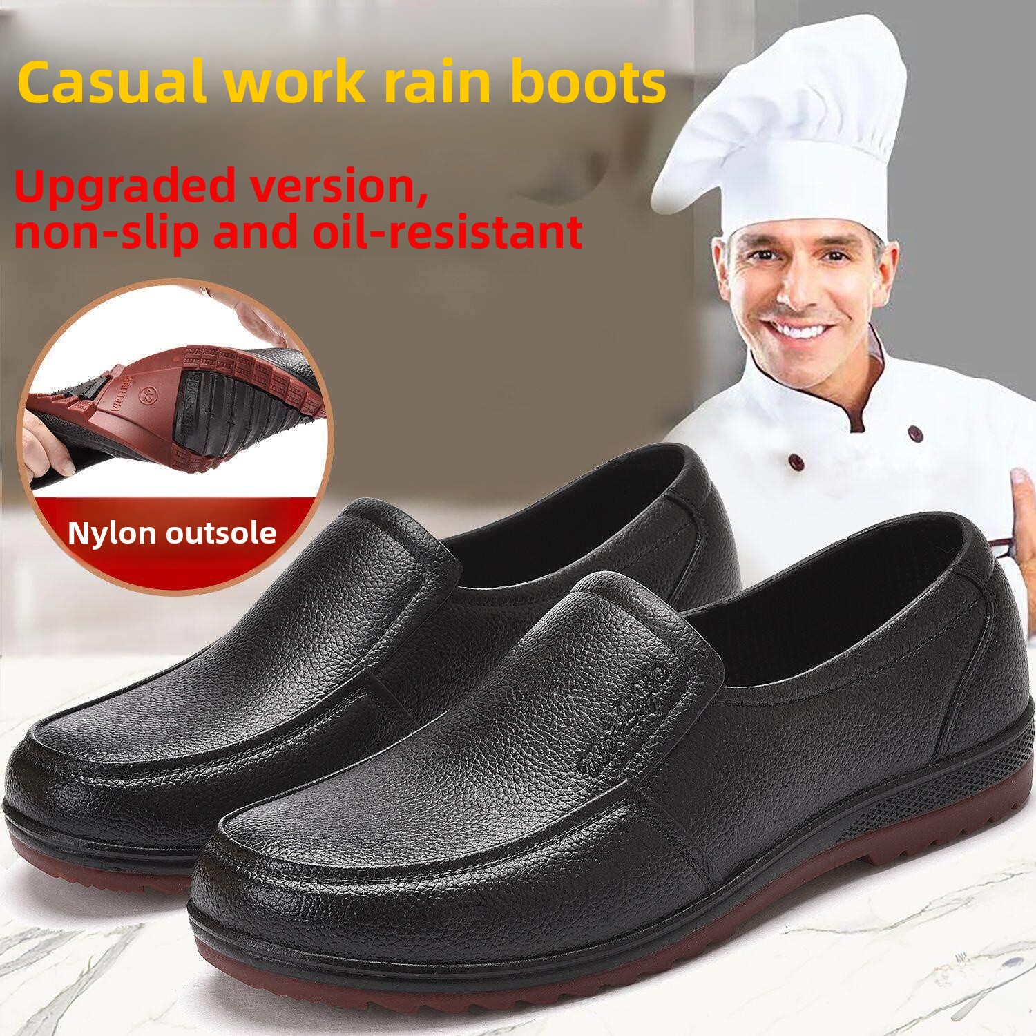 Leather Work Youtube - Herren Freizeit-Arbeitsregenstiefel, niedrig geschnitten, kurzes Schaft,