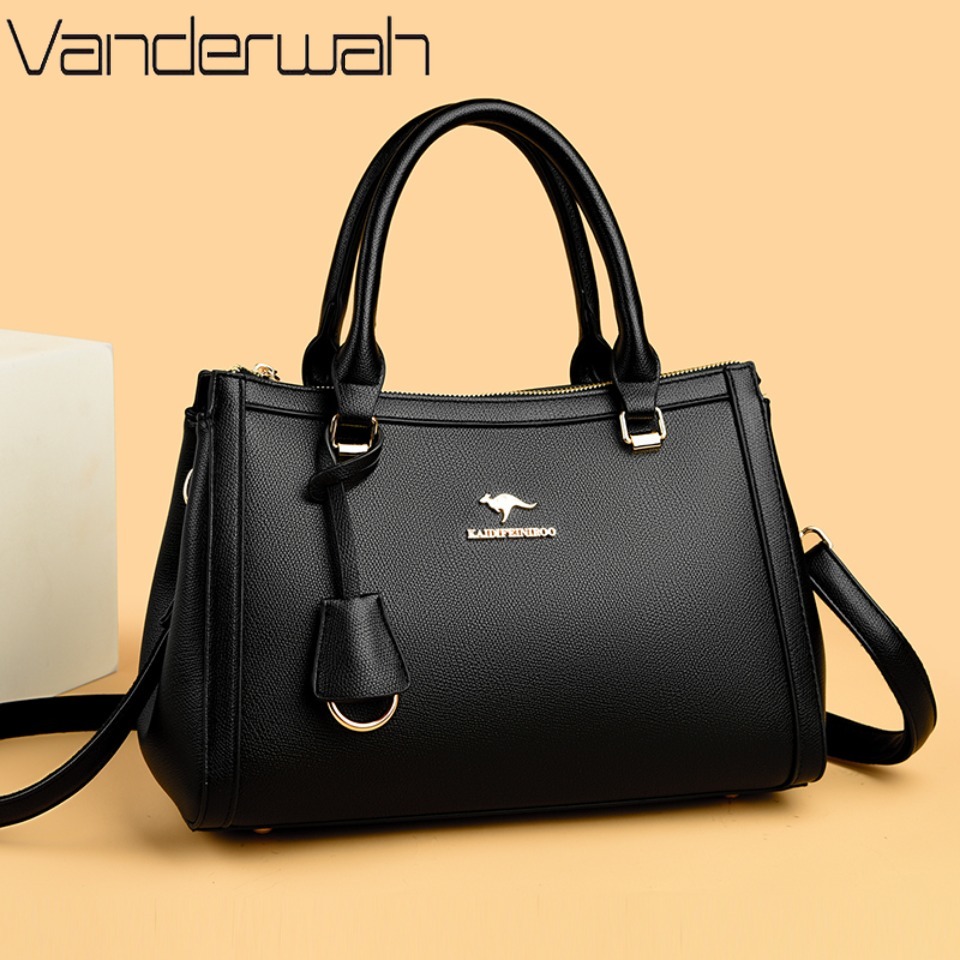 Leatherwork Letters - Kangaroo Brand Weiche PU-Leder Schulter-Crossbody-Tasche Handtaschen
