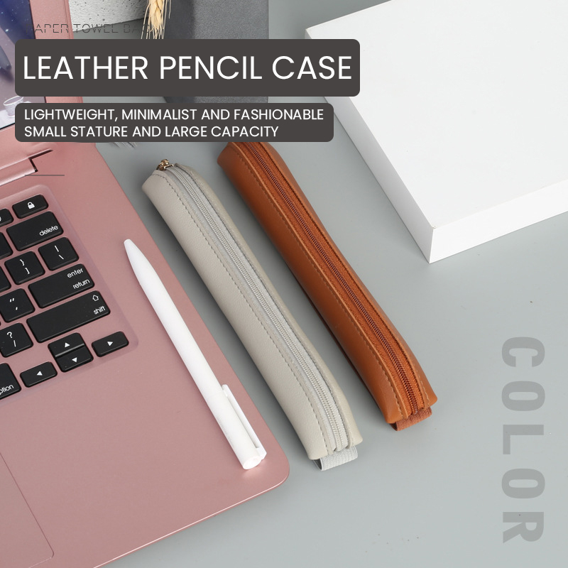 Leather Work Diary - Pu Leder Stift halter Reiß verschluss