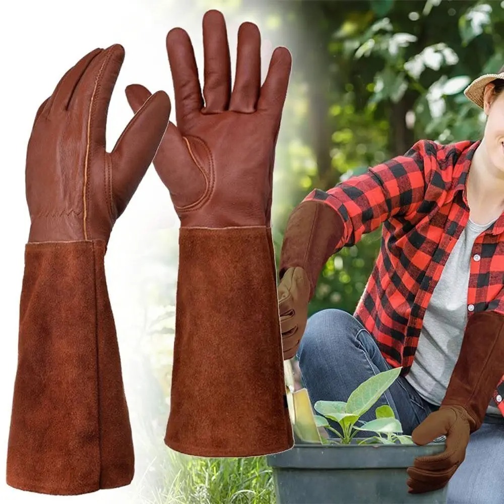 Leather Work Youtube - Lange Röhre Gartenarbeit Sicherheitsarbeitshandschuhe Leder Atmungsaktive
