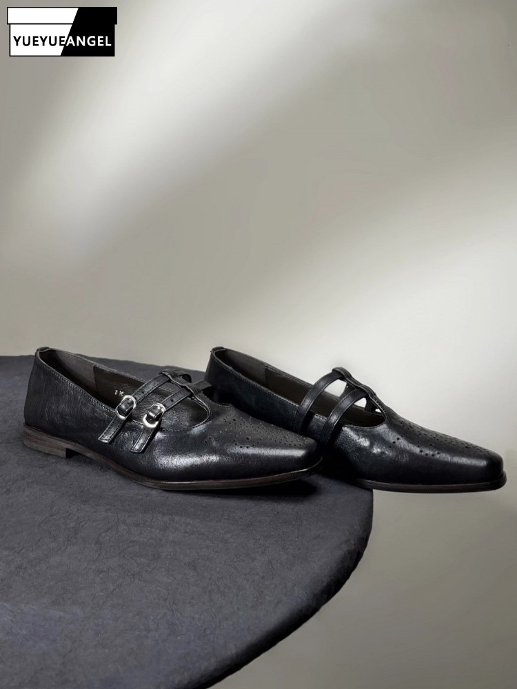 Leatherwork In French - Französischer Stil, elegante Damen-Schuhe mit Schnallenriemen,