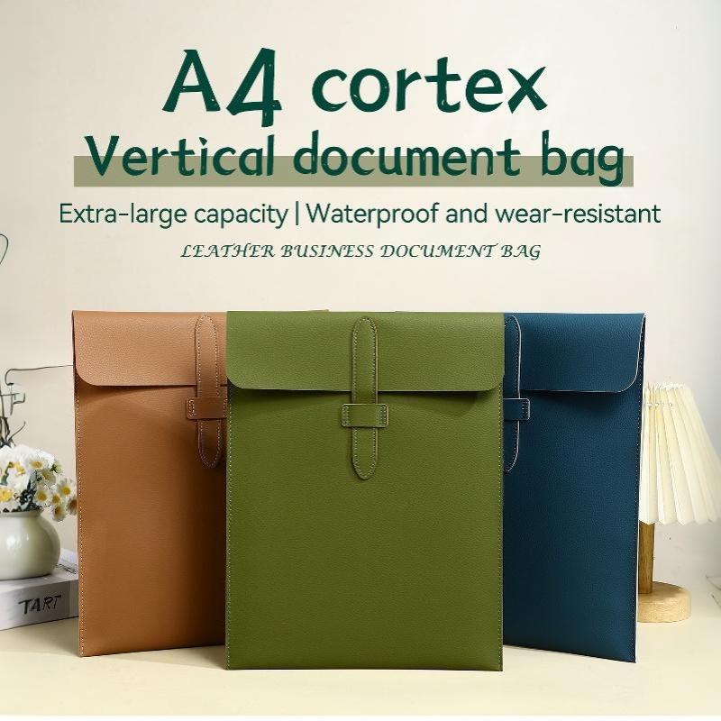 Leather Work Folder - A4 Kratzfeste Dicke Leder-Dokumentenmappe Vertragsaufbewahrungstasche für