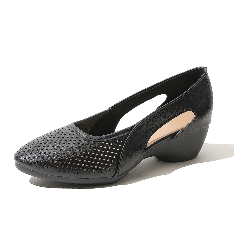 Leather Work Outfit - Damen Keilschuhe Pumps Durchbrochene Atmungsaktive Sommerschuhe