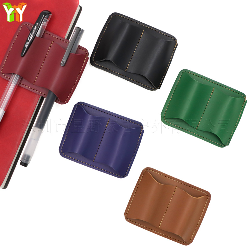 Leather Work Diary - Tragbarer Stifthalter aus PU-Leder, Notizbuch-Stiftclip, mehrfarbig,