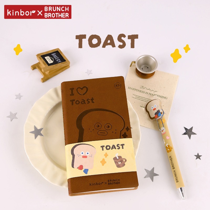 Leather Work Diary - Kinbor Niedliches Cartoon A7 Taschennotizbuch mit