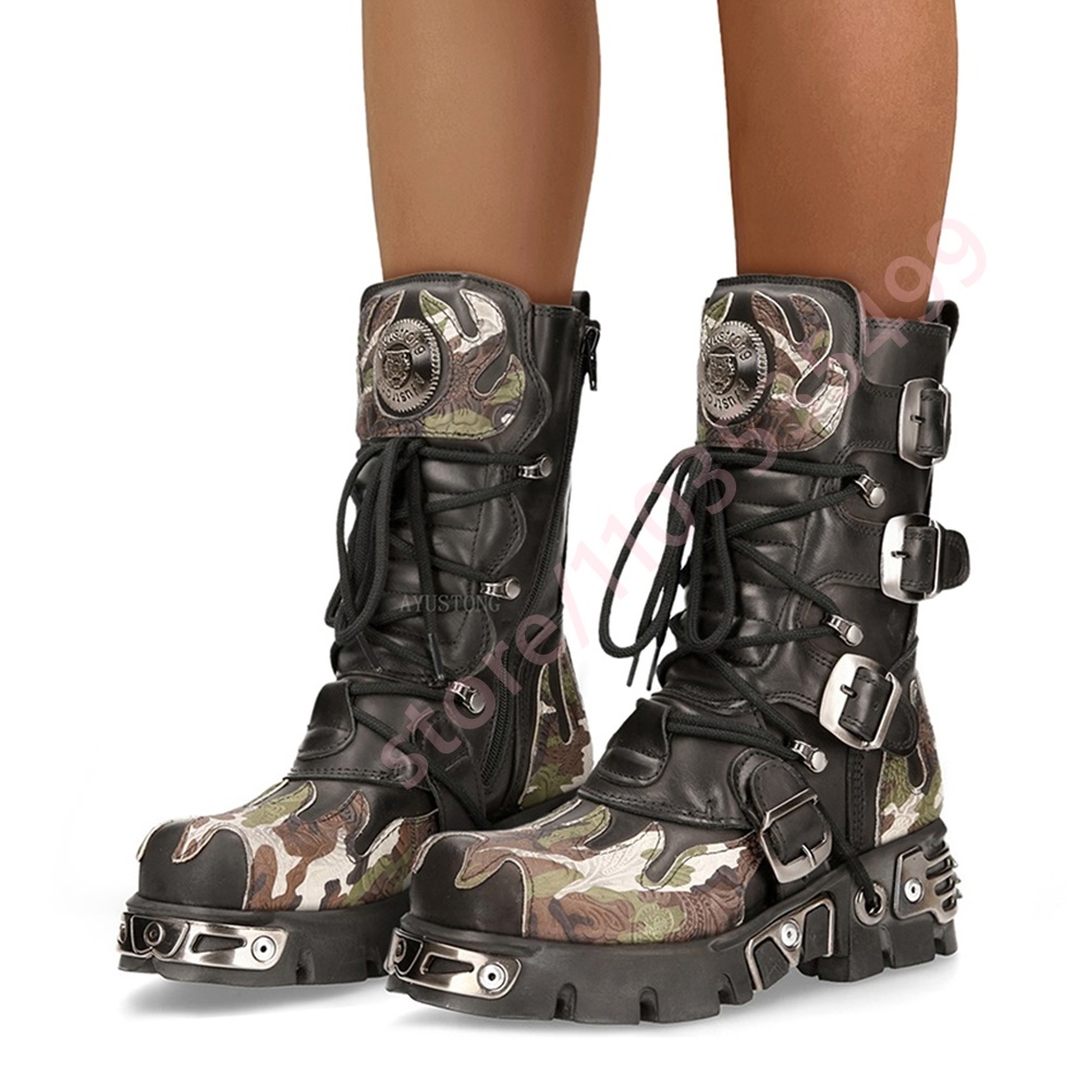 Belt Buckle Blank - Punk Rock Camouflage Gürtelschnalle Motorradstiefel 2025,