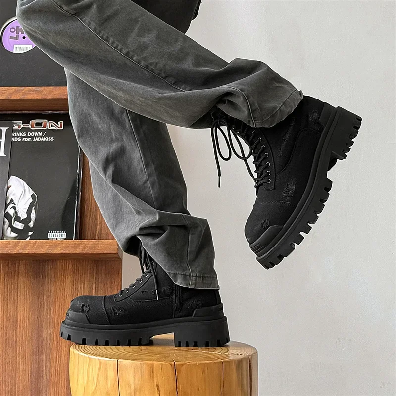 Leatherwork Clamp - Arbeitsstiefel Herbst/Winter 2025, neue schwarze High-Top-Motorradstiefel
