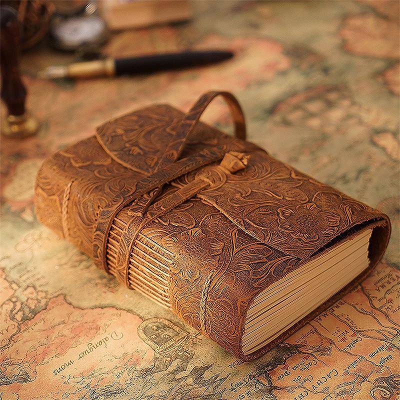 Leather Work Diary - Handgefertigtes Leder-Notizbuch, braunes Tagebuch, dickes Reisetagebuch,