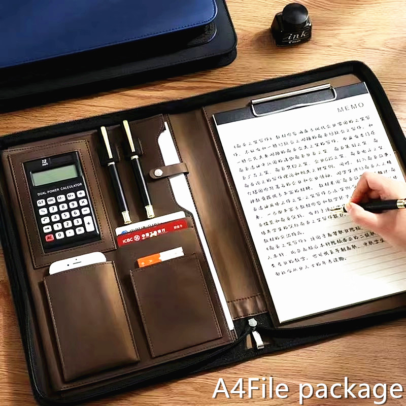 Leather Work Folder - PU-Leder Portafolio A4 Dokumententasche Reißverschluss Business