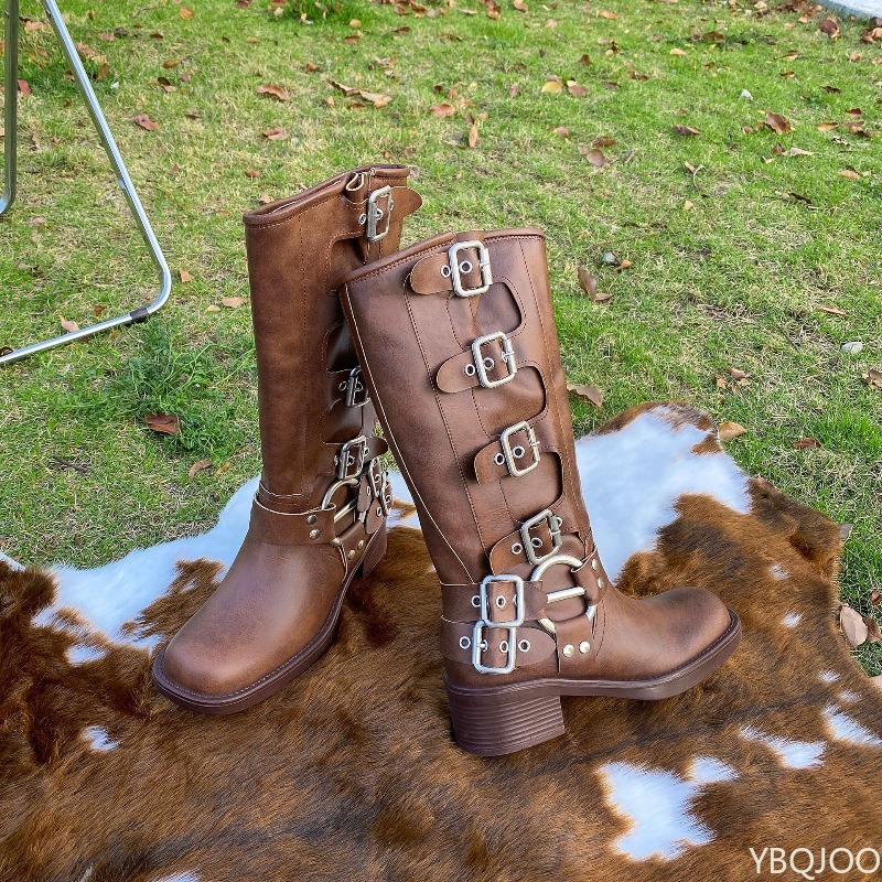 Retro-hohe Stiefel mit Gürtels – Belt Buckle Blank Bewertung und Preis